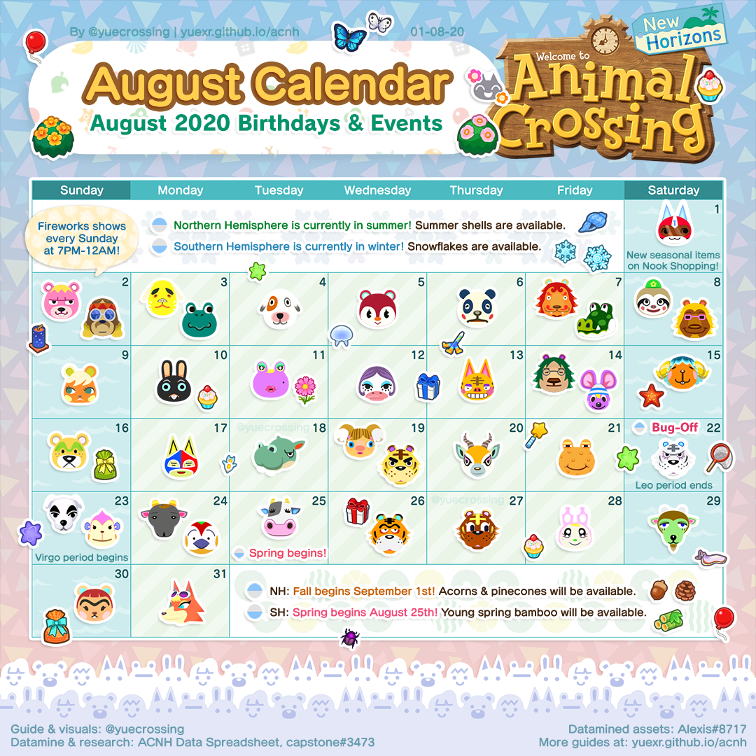 ACNH Birthday & Event Calendar